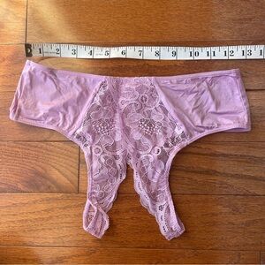 Victoria Secret Lingerie Sexy Lavender Crotchless Lace Panties Size Medium